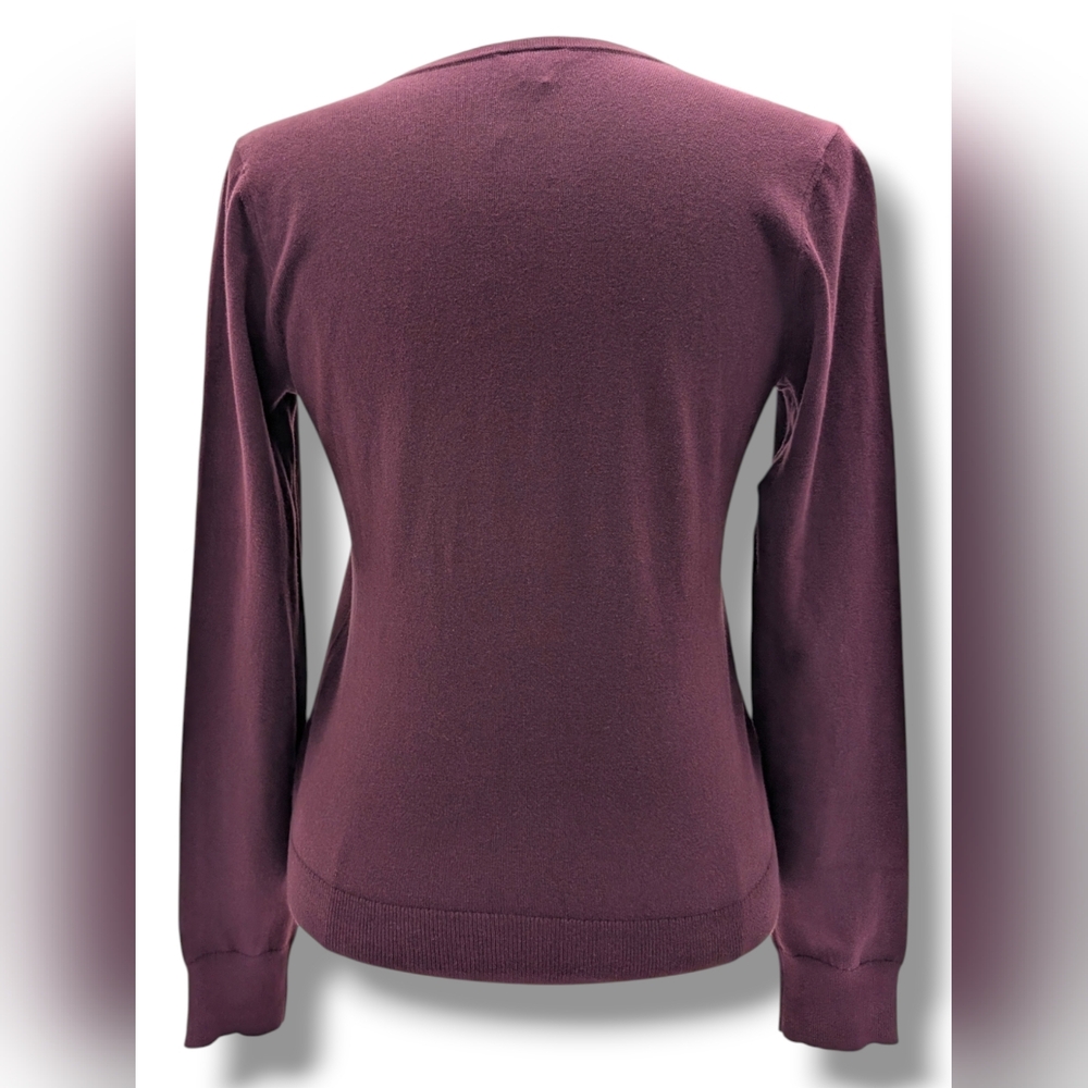 NWT Ann Taylor Factory Sz Small Women Burgundy|Purple Cardigan Soft Cotton|Nylon - Picture 14 of 16